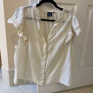GAP Cotton toile top with lace/eyelet detail